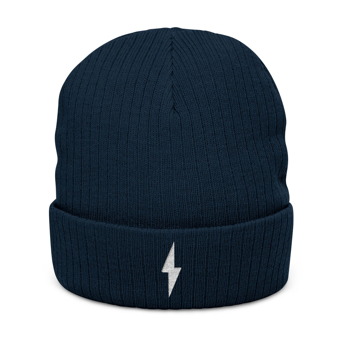 Embroidered Bolt Ribbed Beanie